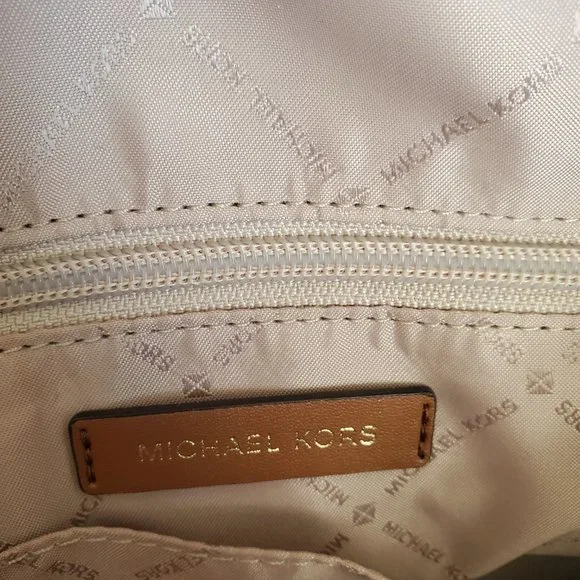 NWOT MICHAEL KORS BROOKE Satchel Handbag Tan Pebbled Leather Medium Shoulder Bag - Picture 9 of 11